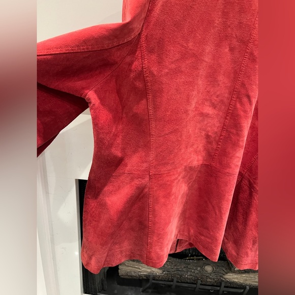 Women's Red Leather Suede Lagenlook Jacket Size 2X - Picture 4 of 10
